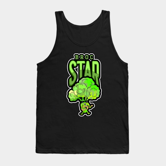 ROCKSTAR Funny Broccoli Pun Playing Guitar Tank Top by SartorisArt1